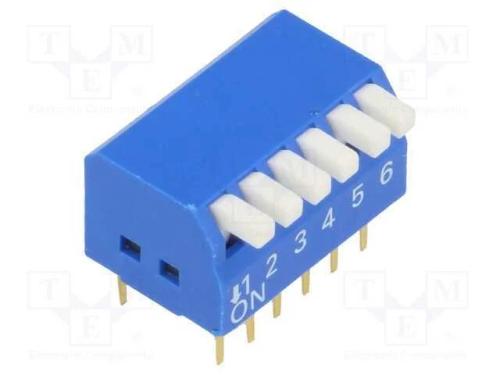 Interruptor: DIP-SWITCH, Quantidade de secções: 6.