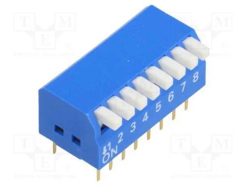 Interruptor: DIP-SWITCH, Quantidade de secções: 8.