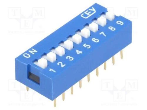 Interruptor: DIP-SWITCH, Quantidade de secções: 9.