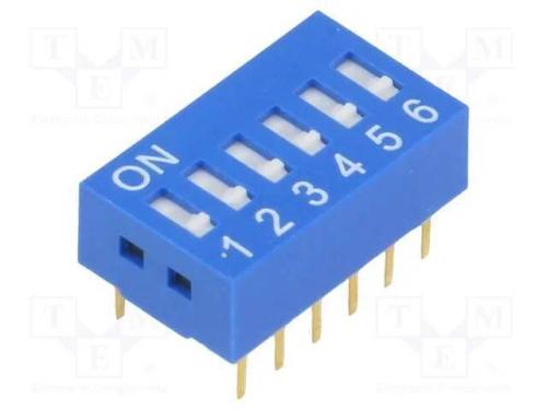 Interruptor: DIP-SWITCH, Quantidade de secções: 6.