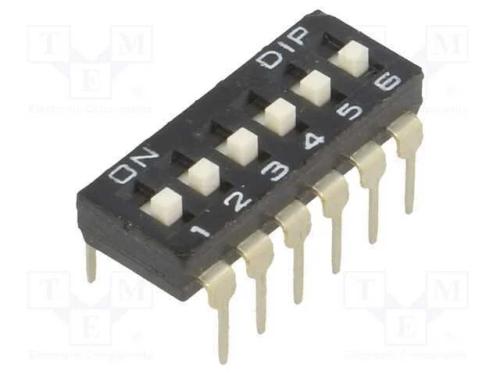 Interruptor: DIP-SWITCH, Quantidade de secções: 6.