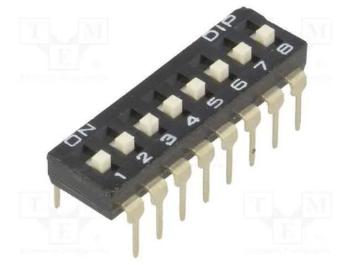 Interruptor: DIP-SWITCH, Quantidade de secções: 8.