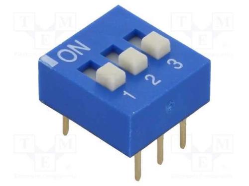 Interruptor: DIP-SWITCH, Quantidade de secções: 3.