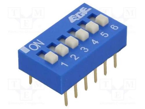 Interruptor: DIP-SWITCH, Quantidade de secções: 6.