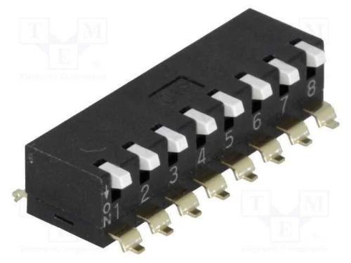 Interruptor: DIP-SWITCH, Quantidade de secções: 8.