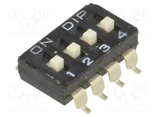 Interruptor: DIP-SWITCH, Quantidade de secções: 4.