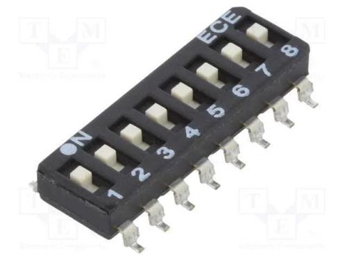 Interruptor: DIP-SWITCH, Quantidade de secções: 8.