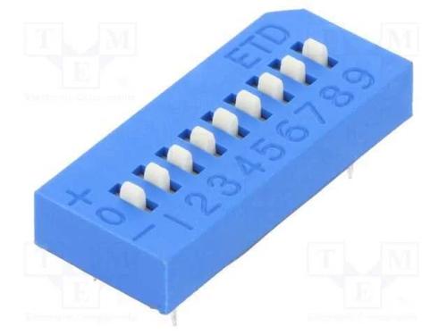Interruptor: DIP-SWITCH, Quantidade de secções: 9.
