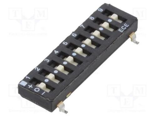 Interruptor: DIP-SWITCH, Quantidade de secções: 9.