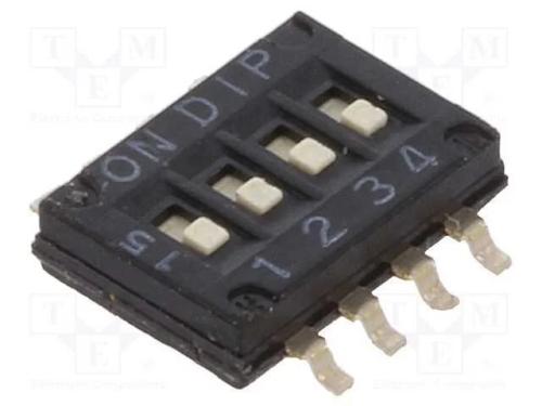 Interruptor: DIP-SWITCH, Quantidade de secções: 4.