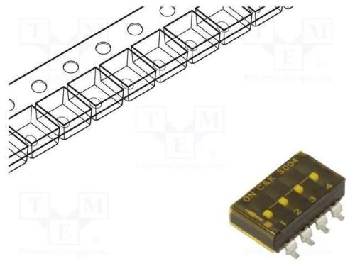 Interruptor: DIP-SWITCH, Quantidade de secções: 4.