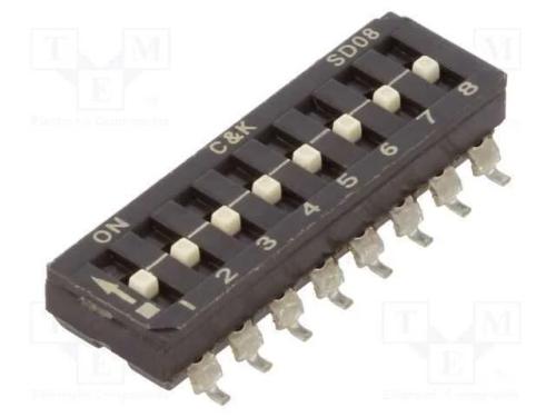 Interruptor: DIP-SWITCH, Quantidade de secções: 8.