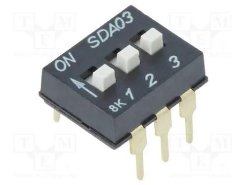Interruptor: DIP-SWITCH, Quantidade de secções: 3.