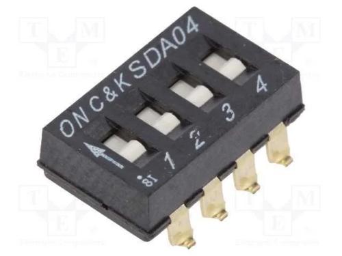 Interruptor: DIP-SWITCH, Quantidade de secções: 4.
