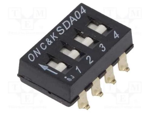 Interruptor: DIP-SWITCH, Quantidade de secções: 4.