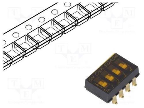 Interruptor: DIP-SWITCH, Quantidade de secções: 4.