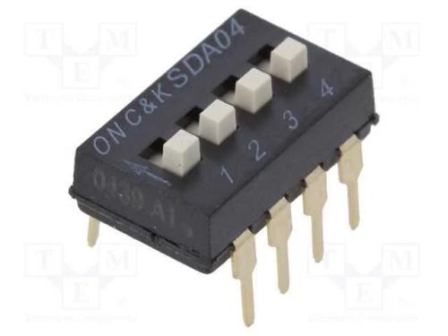 Interruptor: DIP-SWITCH, Quantidade de secções: 4.