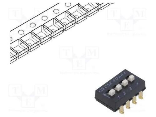 Interruptor: DIP-SWITCH, Quantidade de secções: 4.