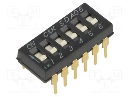 Interruptor: DIP-SWITCH, Quantidade de secções: 6.