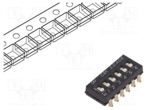 Interruptor: DIP-SWITCH, Quantidade de secções: 6.