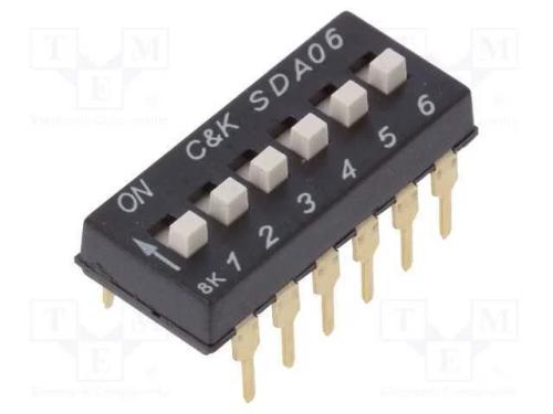 Interruptor: DIP-SWITCH, Quantidade de secções: 6.