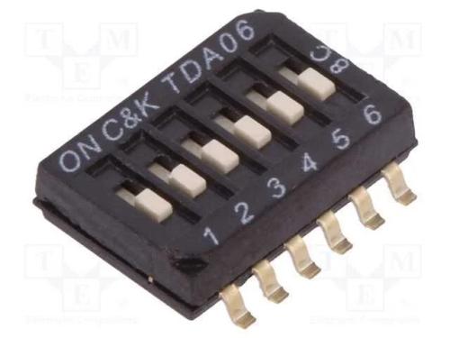 Interruptor: DIP-SWITCH, Quantidade de secções: 6.