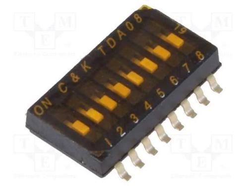 Interruptor: DIP-SWITCH, Quantidade de secções: 8.