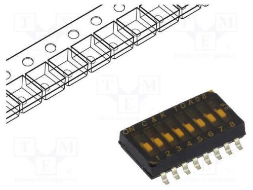 Interruptor: DIP-SWITCH, Quantidade de secções: 8.