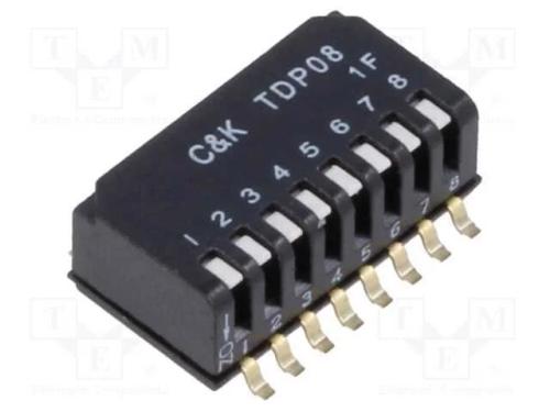 Interruptor: DIP-SWITCH, Quantidade de secções: 8.