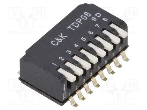 Interruptor: DIP-SWITCH, Quantidade de secções: 8.