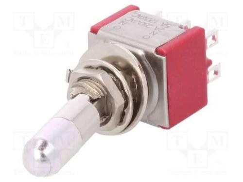 Interruptor: de alavanca, Pos: 2, DPDT, ON-ON, 2A.