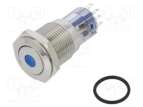 Interruptor: Antivandalismo, Dpdt, 3a/250vac, Ip67, On-(On), Azul