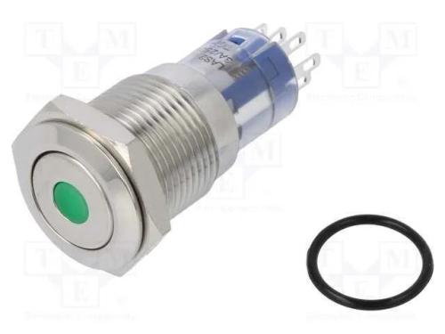 Interruptor: Antivandalismo, Dpdt, 3a/250vac, Ip67, On-(On), Verde