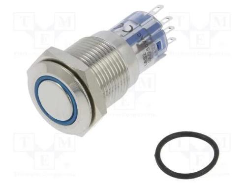 Interruptor: Antivandalismo, Dpdt, 3a/250vac, Ip67, On-(On), Azul