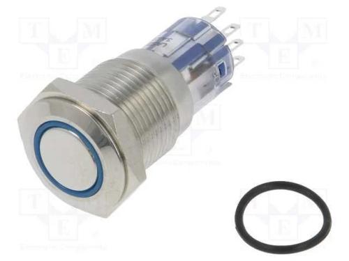 Interruptor: Antivandalismo, Dpdt, 3a/250vac, Ip67, On-(On), Azul