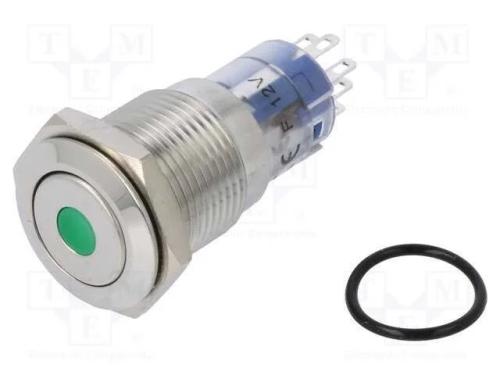 Interruptor: Antivandalismo, Dpdt, 3a/250vac, Ip67, On-(On), Verde