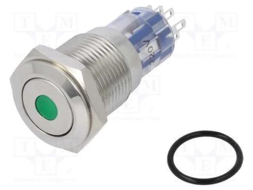 Interruptor: Antivandalismo, Dpdt, 3a/250vac, Ip67, On-(On), Verde