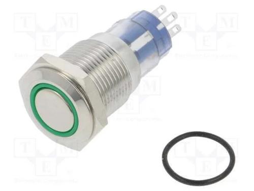 Interruptor: Antivandalismo, Dpdt, 3a/250vac, Ip67, On-(On), Verde