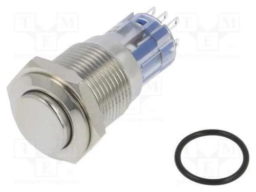 Interruptor: Antivandalismo, Dpdt, 3a/250vac, Ip67, On-On, 16,2mm