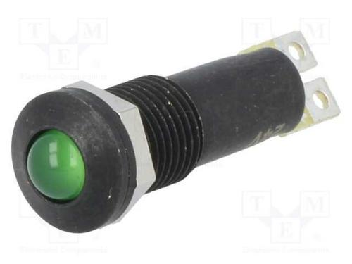 Luz Indicadora: Led, Convexa, Verde, 24vdc, 8,4mm.