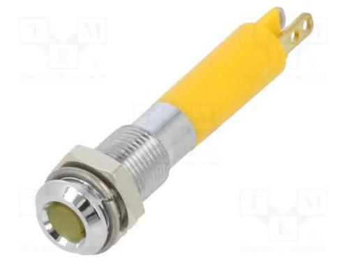 Luz indicadora: LED, plana, amarela, 24VDC, 6mm, .