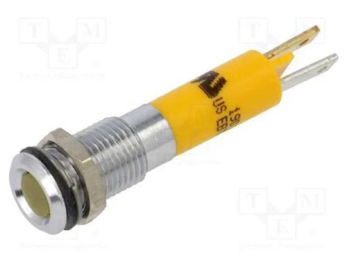 Luz indicadora: LED, plana, amarela, 12VDC, 8mm, .