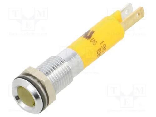 Luz indicadora: LED, plana, amarela, 24VDC, 8mm, .