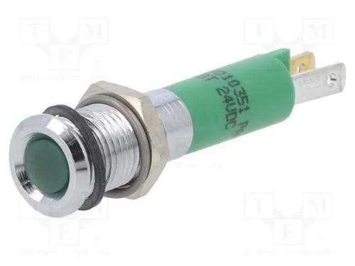 Luz indicadora: LED, plana, verde, 24VDC, 8mm, me.