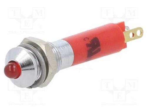 Luz indicadora: LED, convexa, vermelho, 24VDC, 6m.