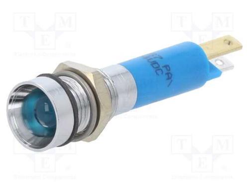 Luz indicadora: LED, côncavo, azul, 24VDC, 8mm, p.