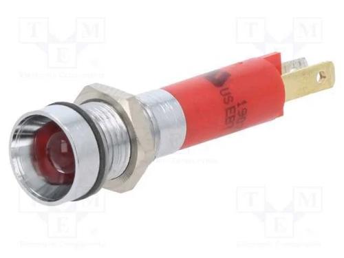 Luz indicadora: LED, côncavo, vermelho, 24VDC, 8m.