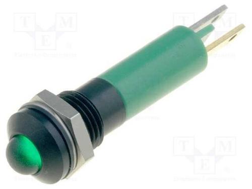 Luz indicadora: LED, convexa, verde, 24VDC, 8mm, .