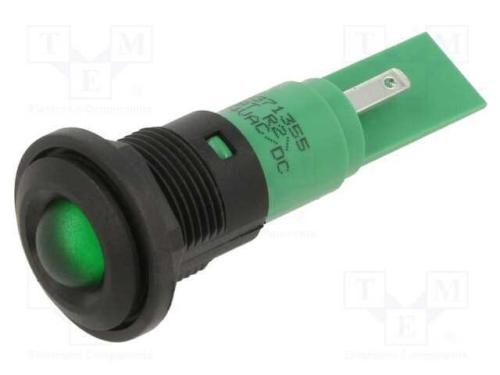 Luz indicadora: LED, verde, 24VDC, 24VAC, 16mm
