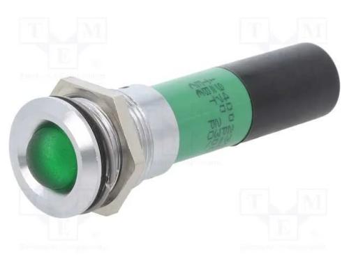 Luz indicadora: LED, verde, 230VAC, 16mm